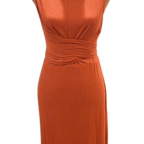 Lush Twist Front Sleeveless Ribbed Midi Dress in Rust – NWOT – Size XL - Picture 3 of 10